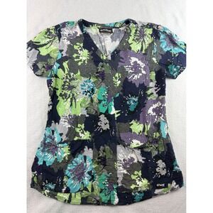 Greys‎ Anatomy Floral Print Scrub Top Professional Wear Medical Uniform